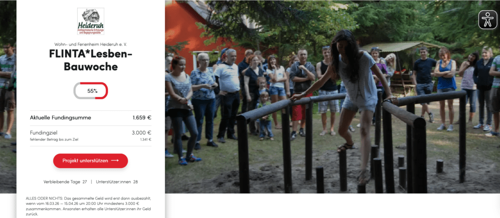 Croudfounding Aktion Screenshot