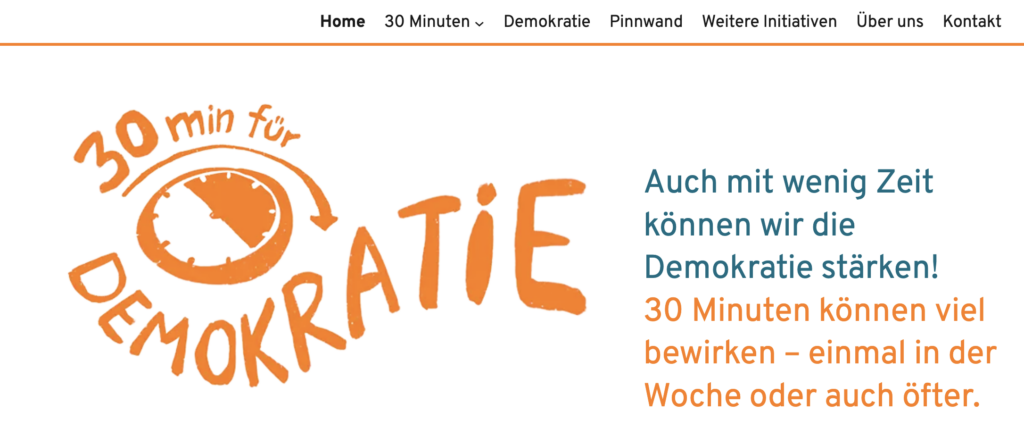 Screenshot Staartseite 30 Minuten für Demokratie